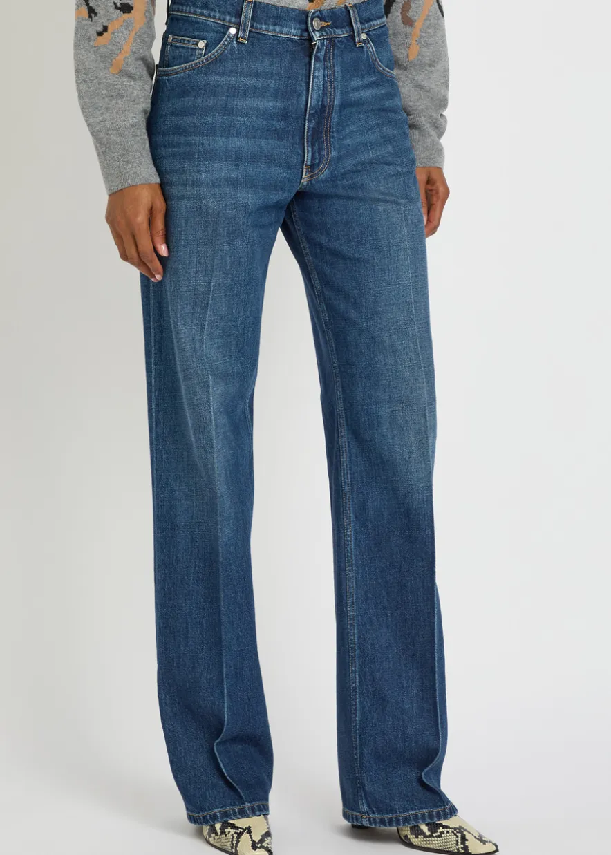 Embroidered straight-leg jeans