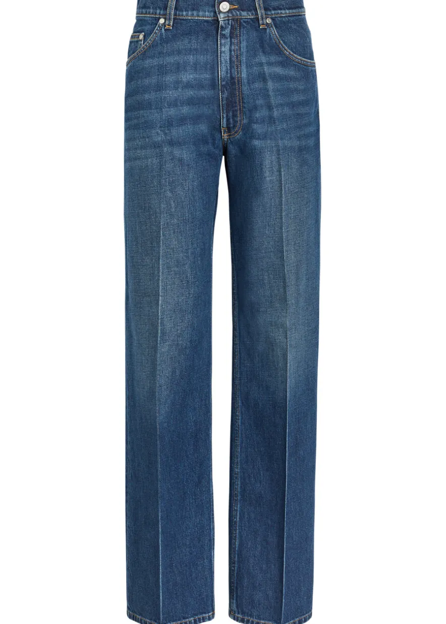 Embroidered straight-leg jeans