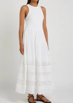 Embroidered stretch-cotton midi dress