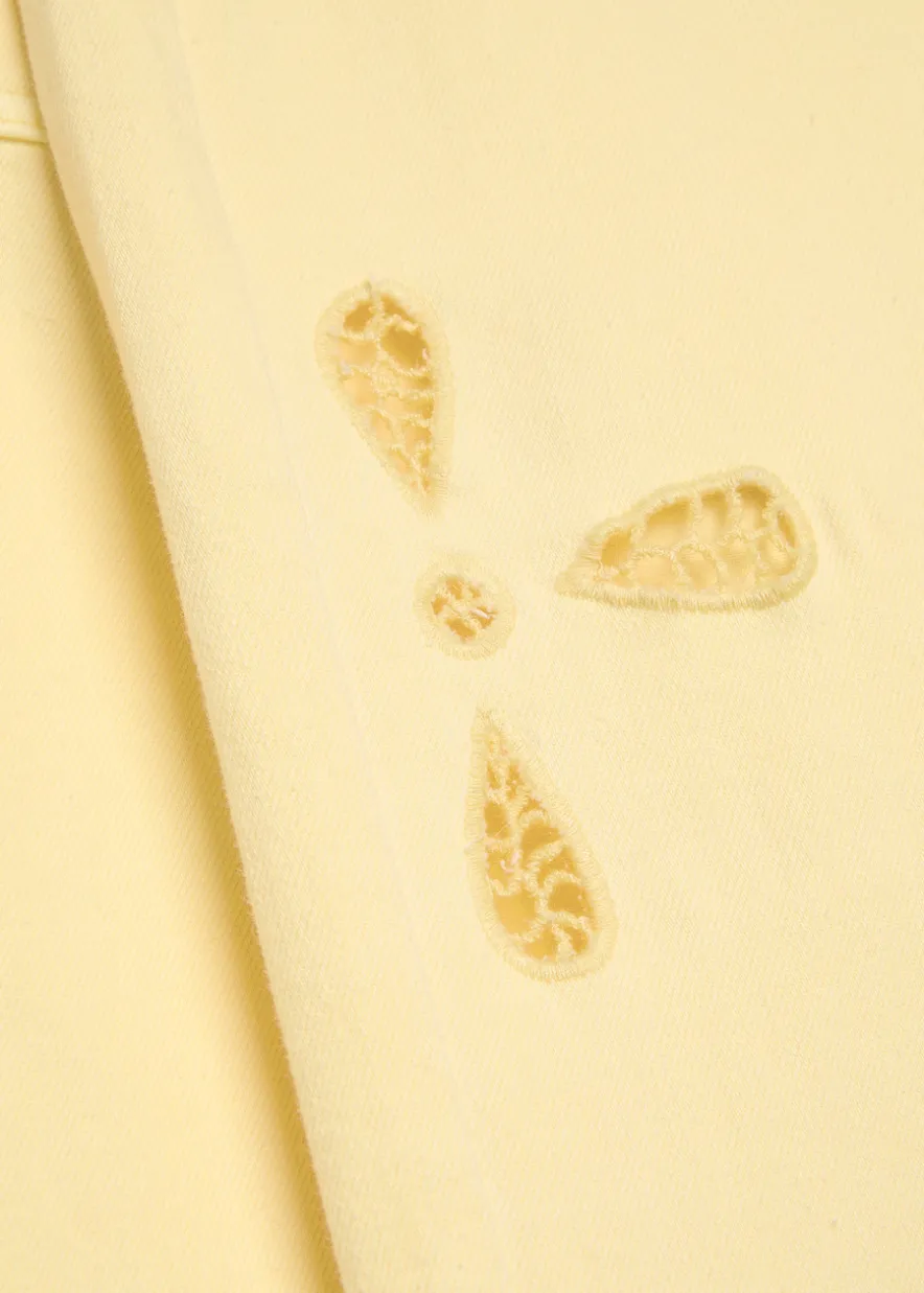 Embroidered wide-leg denim jeans