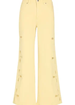 Embroidered wide-leg denim jeans