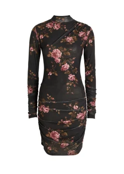 Emerson floral-print ruched mesh mini dress