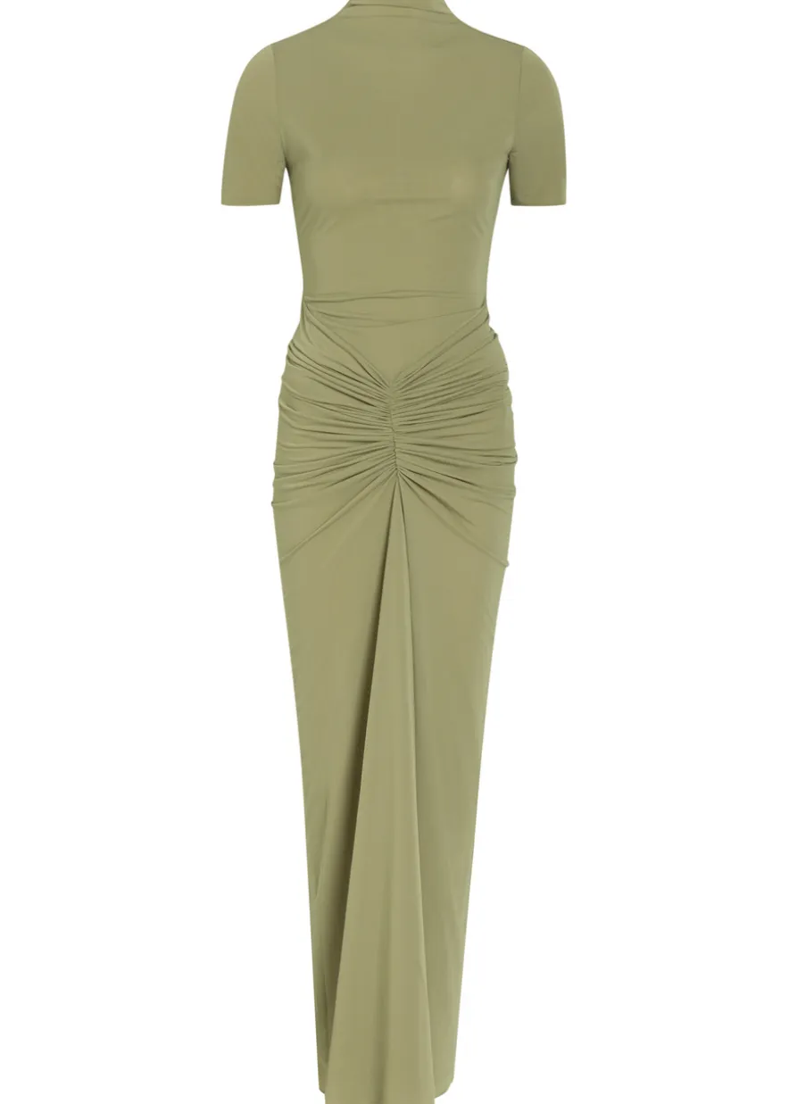 Enid ruched tissue jersey maxi dress