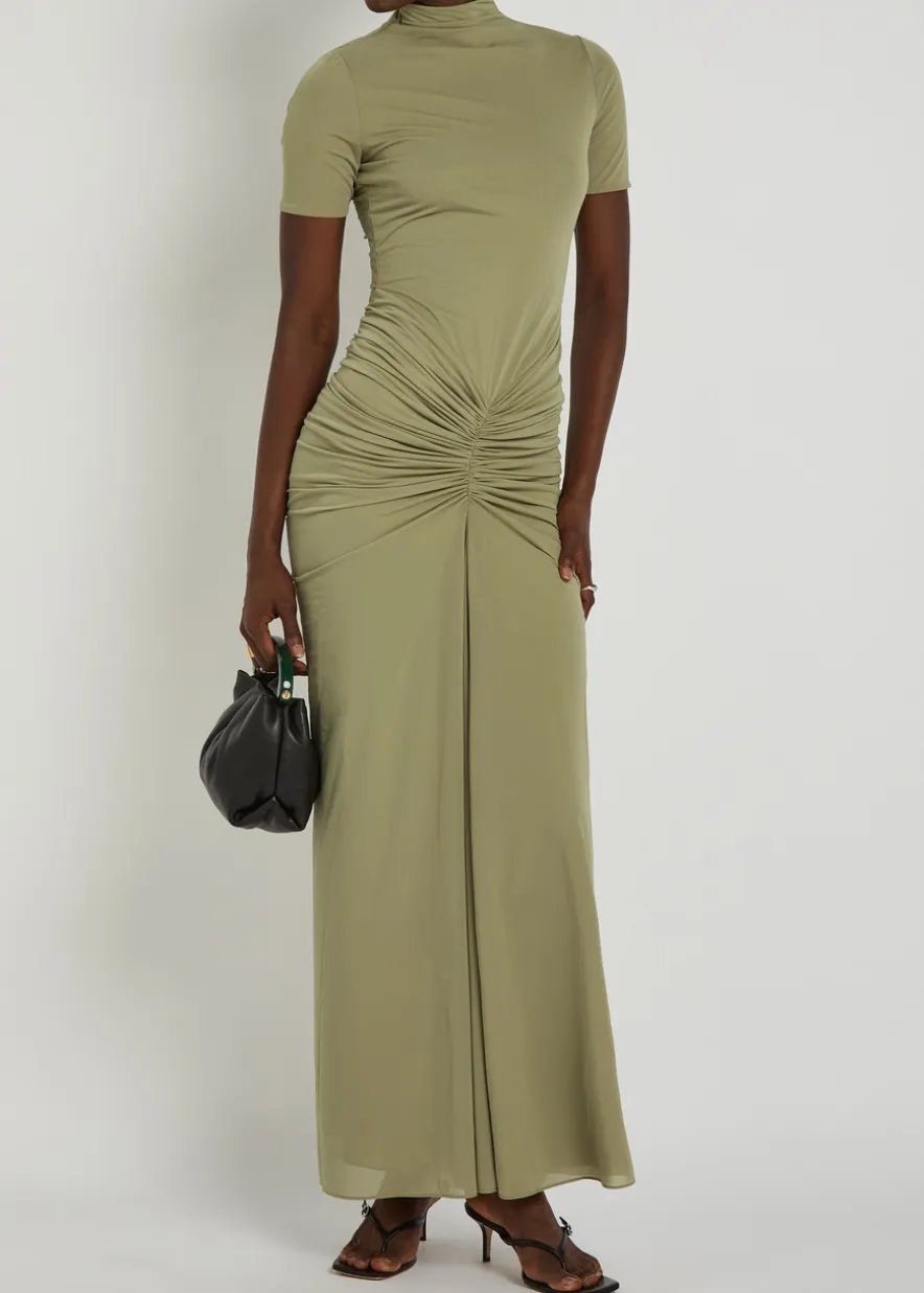 Enid ruched tissue jersey maxi dress