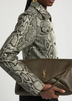 Envelope grained leather pouch
