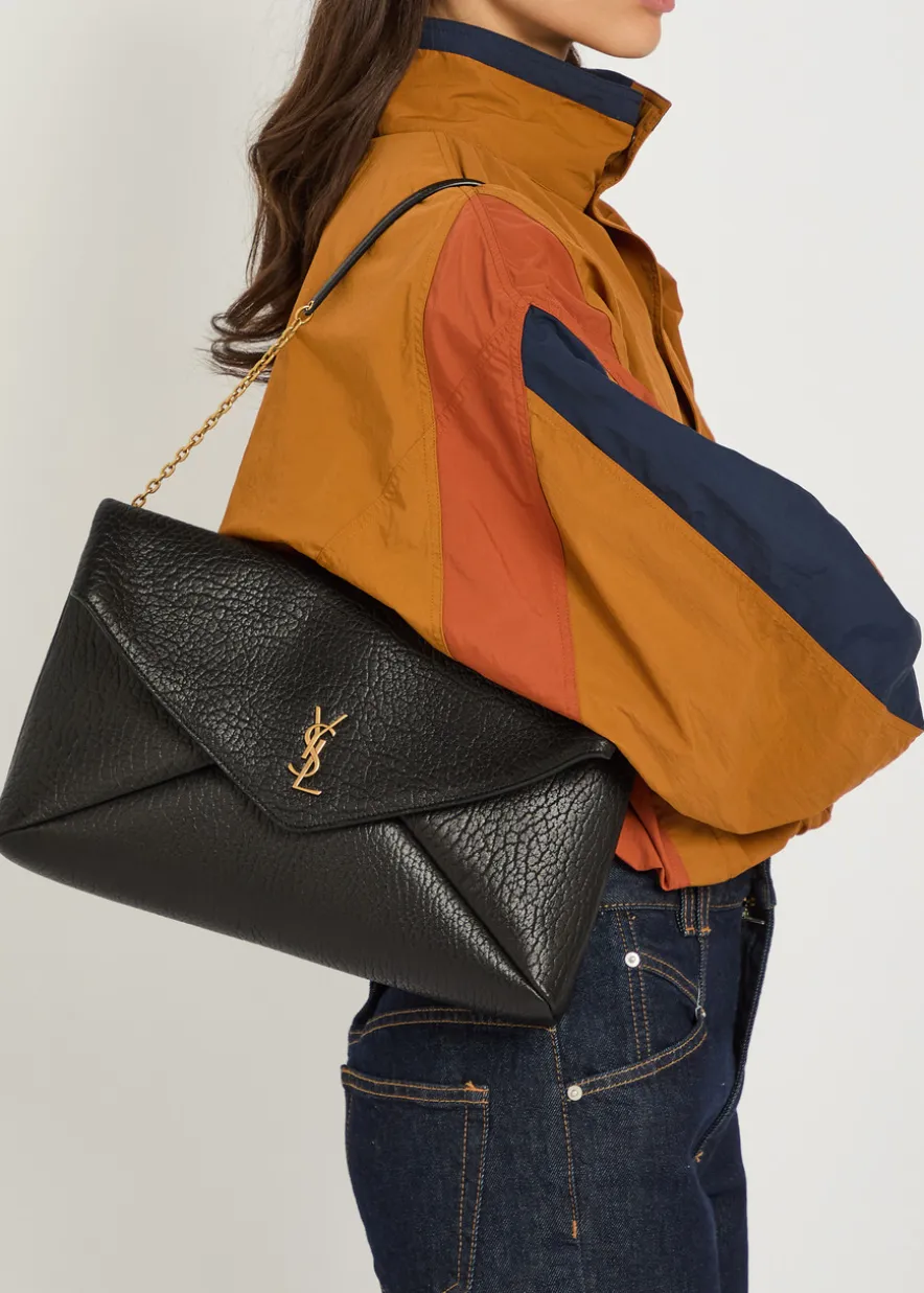Envelope grained leather pouch