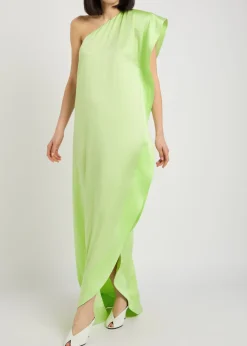 Envers one-shoulder satin-crepe maxi dress