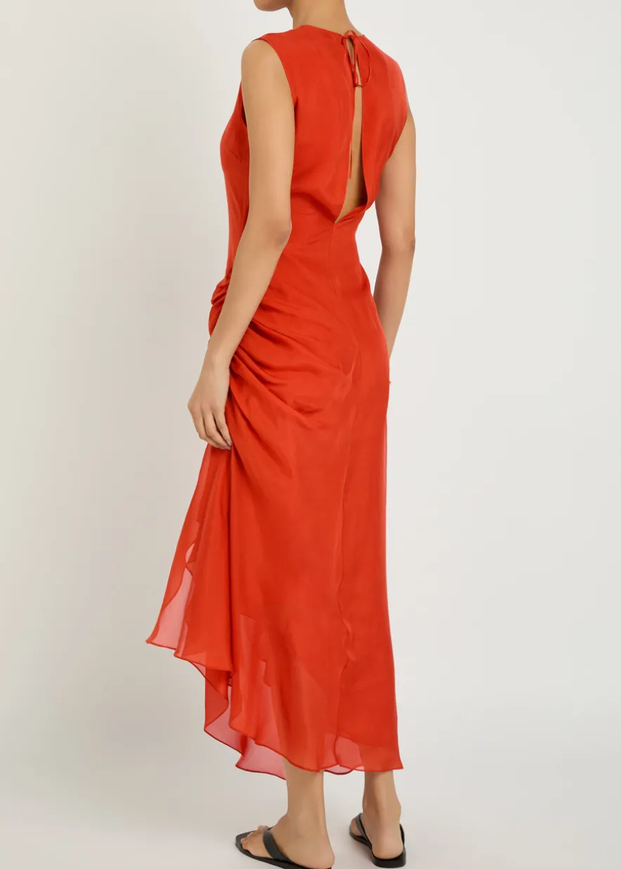 Enya gathered silk maxi dress