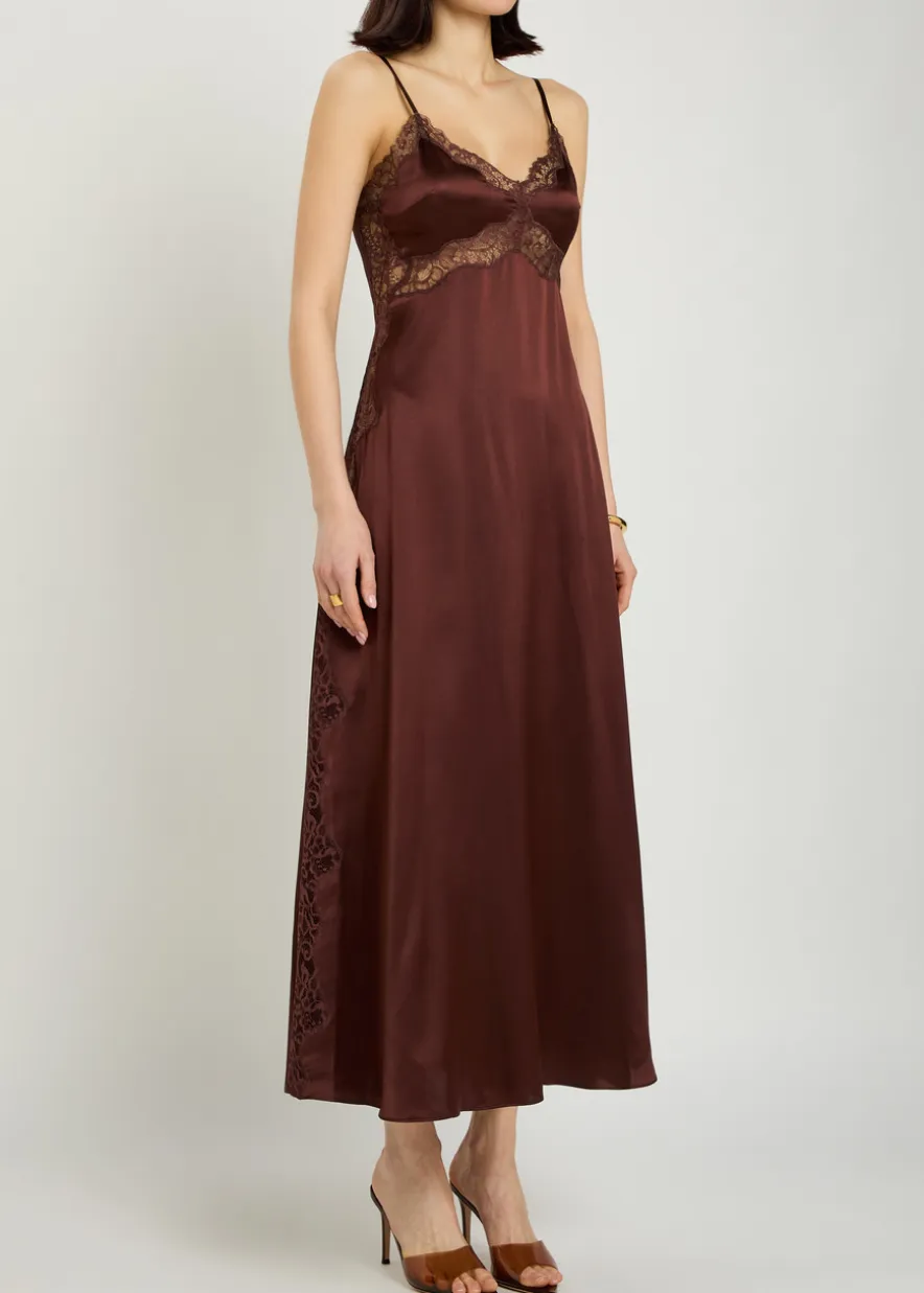 Ericka lace-trim silk midi slip dress