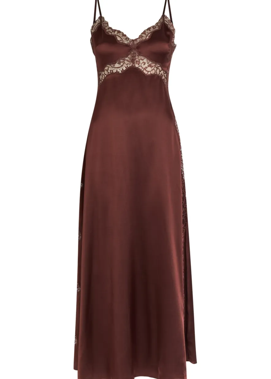 Ericka lace-trim silk midi slip dress