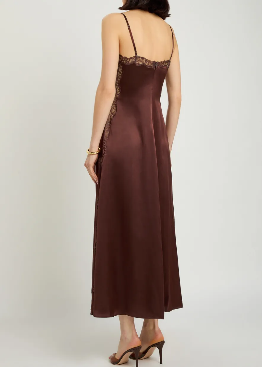 Ericka lace-trim silk midi slip dress