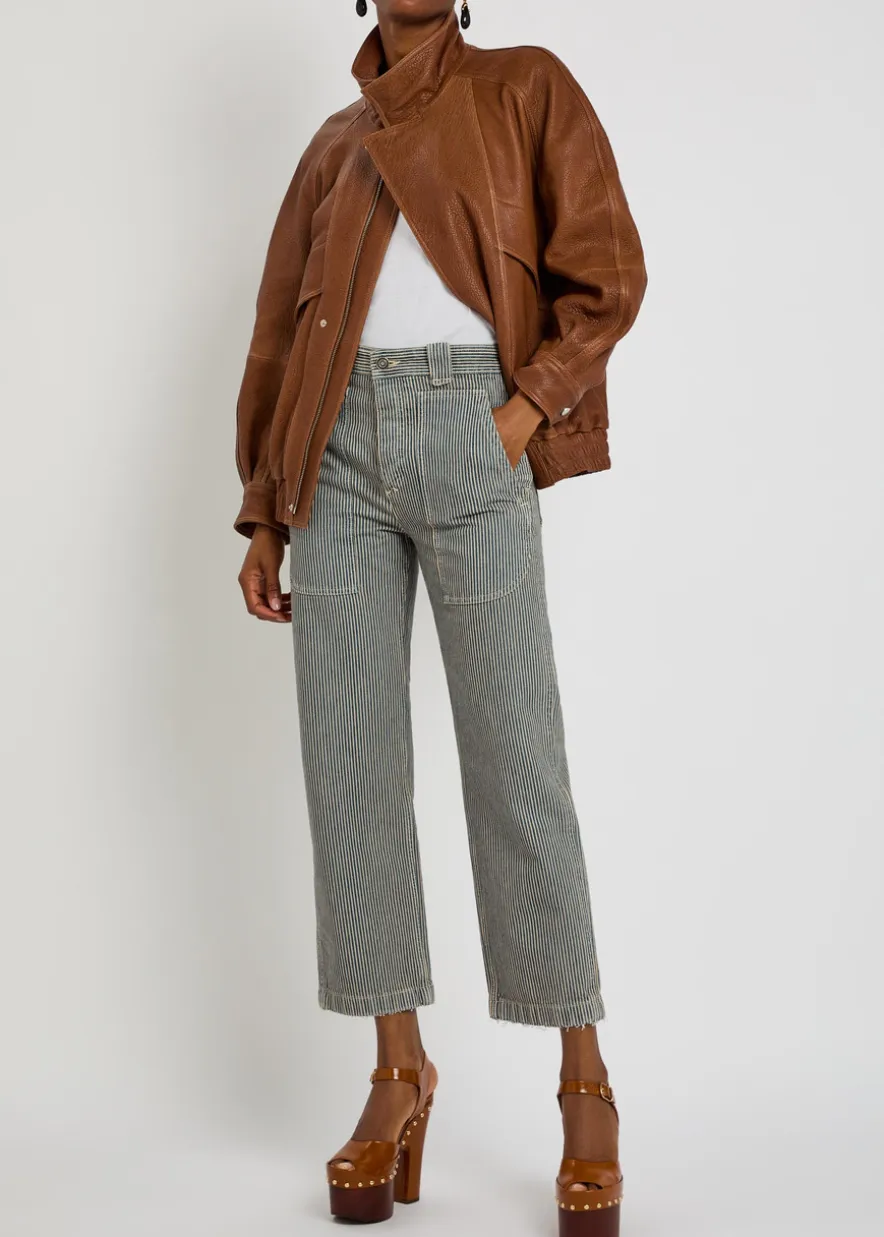 Ermina pinstripe cropped straight-leg twill jeans