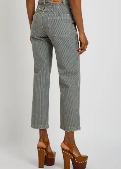 Ermina pinstripe cropped straight-leg twill jeans