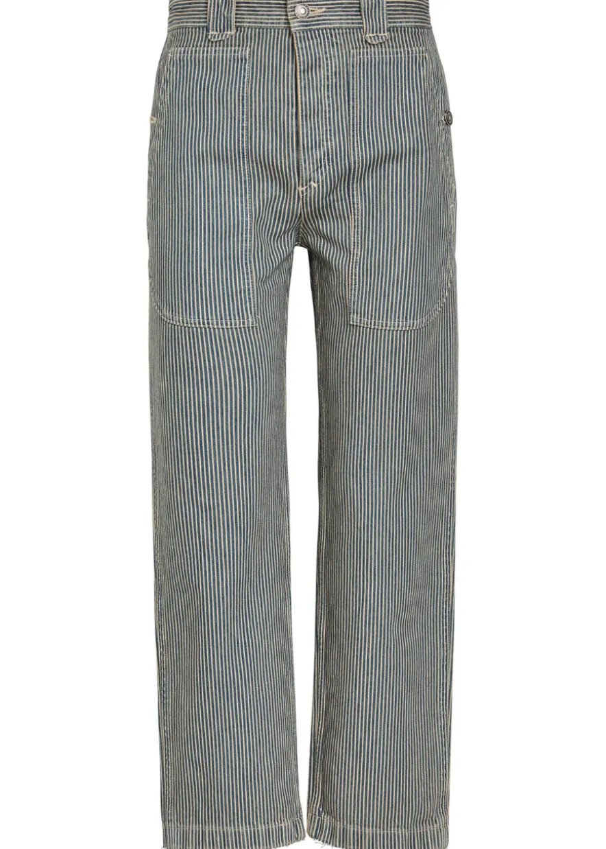 Ermina pinstripe cropped straight-leg twill jeans