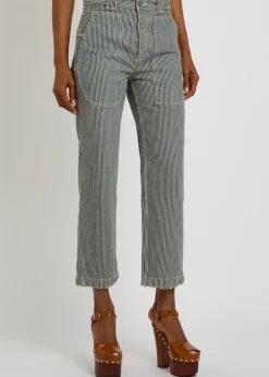 Ermina pinstripe cropped straight-leg twill jeans