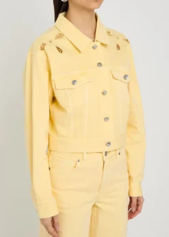Essential cut-out stretch-denim jacket