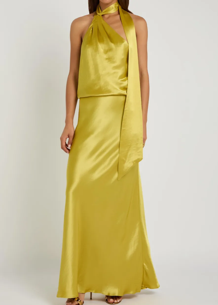 Estelle scarf-effect satin maxi dress