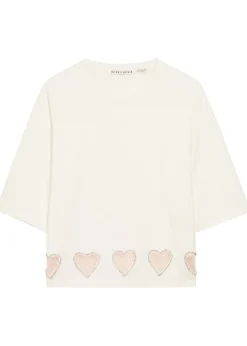 Evan heart embellished cropped cotton T-shirt