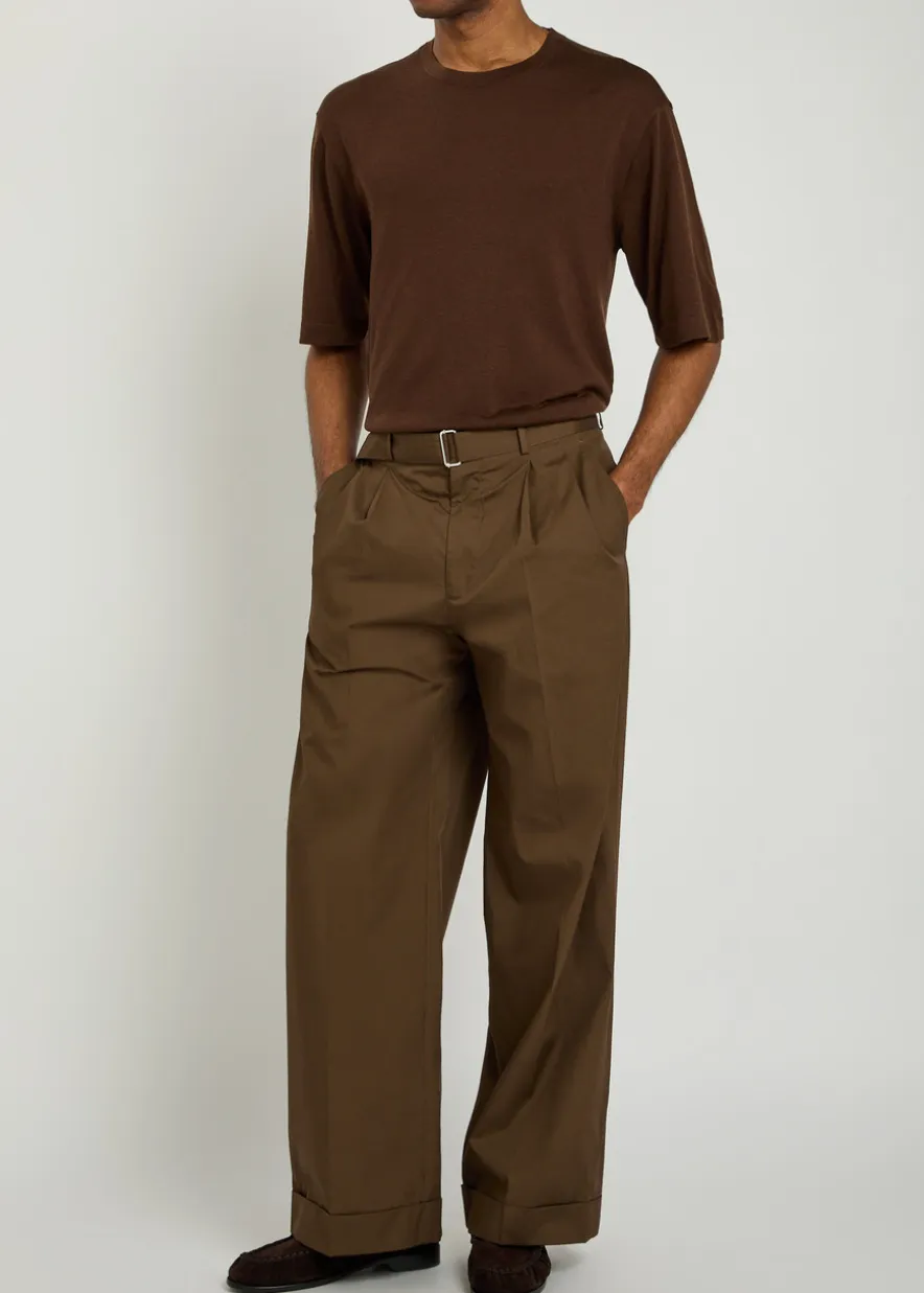 Evans belted cotton-poplin trousers