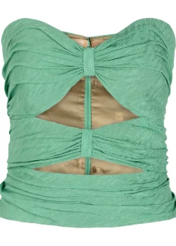 Eva pleated cut-out silk top