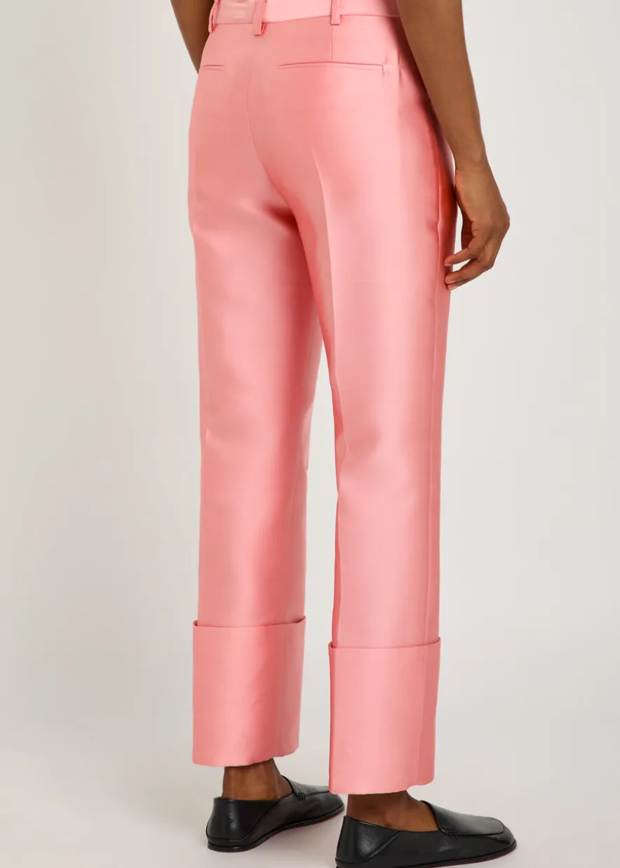 Eva turn-up duchess-satin trousers