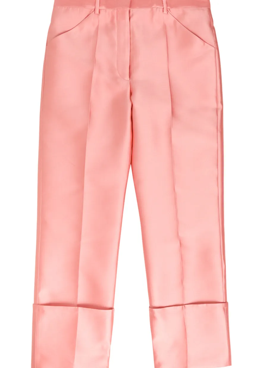 Eva turn-up duchess-satin trousers
