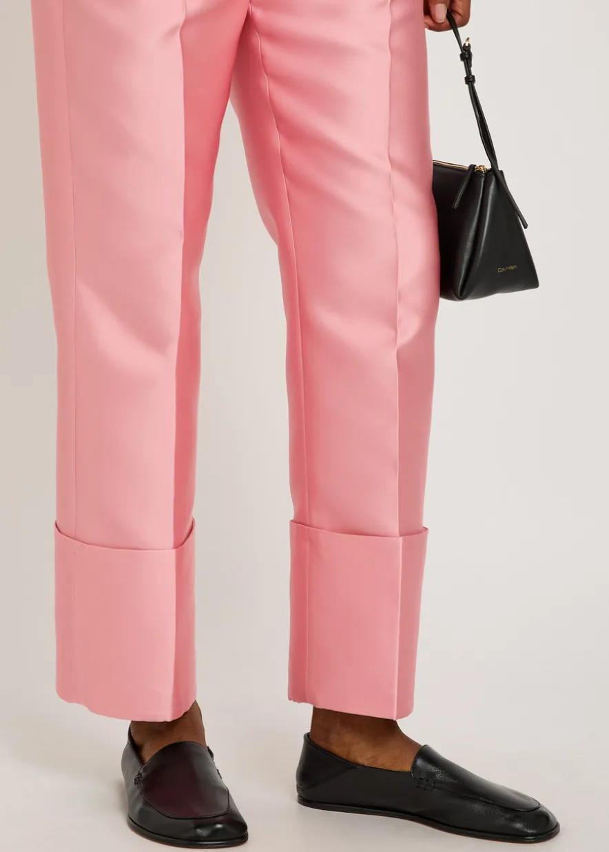 Eva turn-up duchess-satin trousers