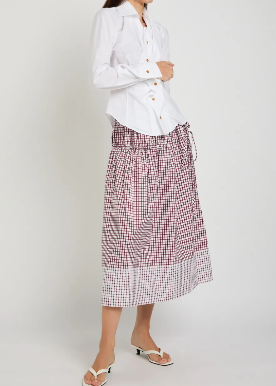 Eve checked cotton midi skirt
