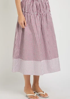 Eve checked cotton midi skirt