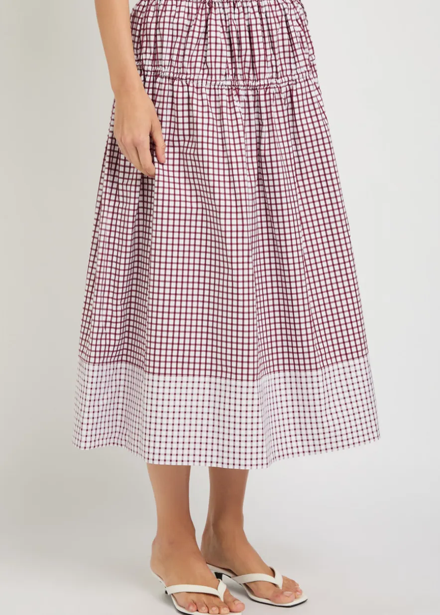 Eve checked cotton midi skirt