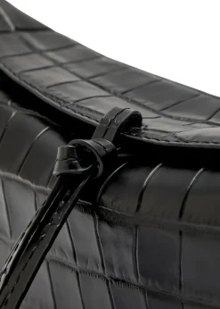 Eve crocodile-effect leather clutch