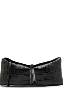 Eve crocodile-effect leather clutch
