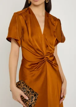 Eve gathered satin midi dress