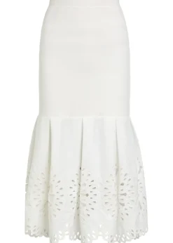 Eveletta cutwork stretch-knit midi skirt