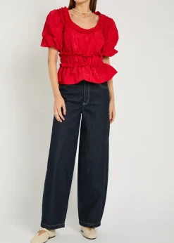 Everly ruffled taffeta blouse