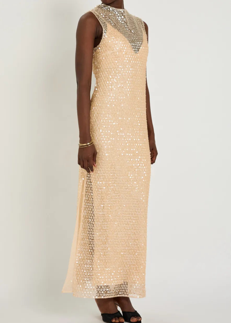 Everly sequin-embellished stretch-mesh maxi dress