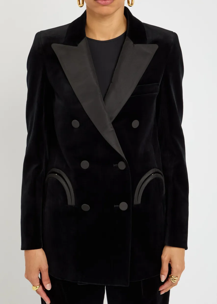 Everyday double-breasted velvet blazer