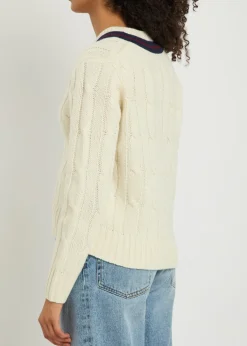 Fabiana cable-knit striped wool jumper