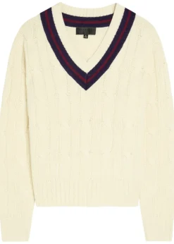 Fabiana cable-knit striped wool jumper