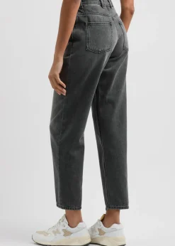 Faded cropped straight-leg jeans