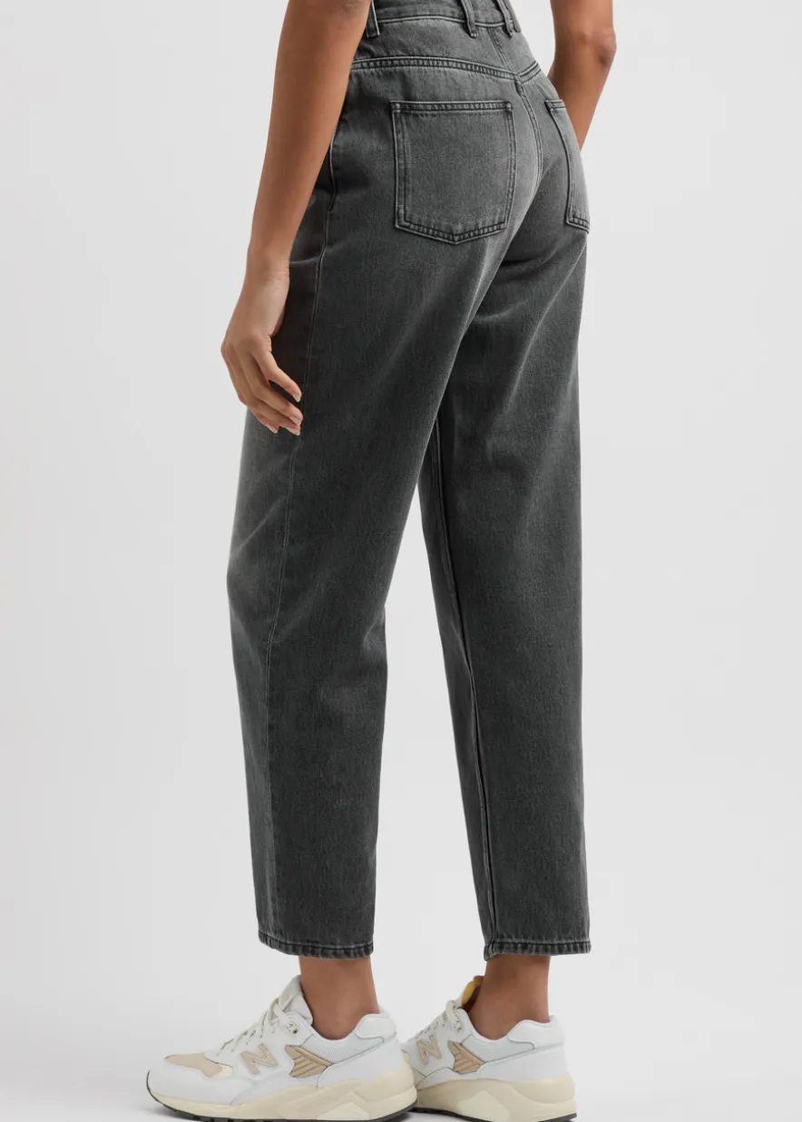 Faded cropped straight-leg jeans