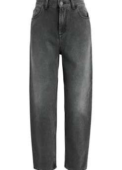 Faded cropped straight-leg jeans