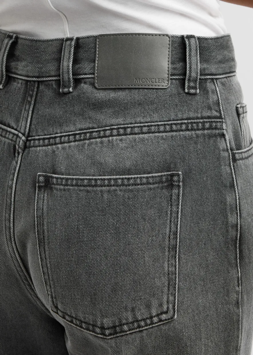 Faded cropped straight-leg jeans