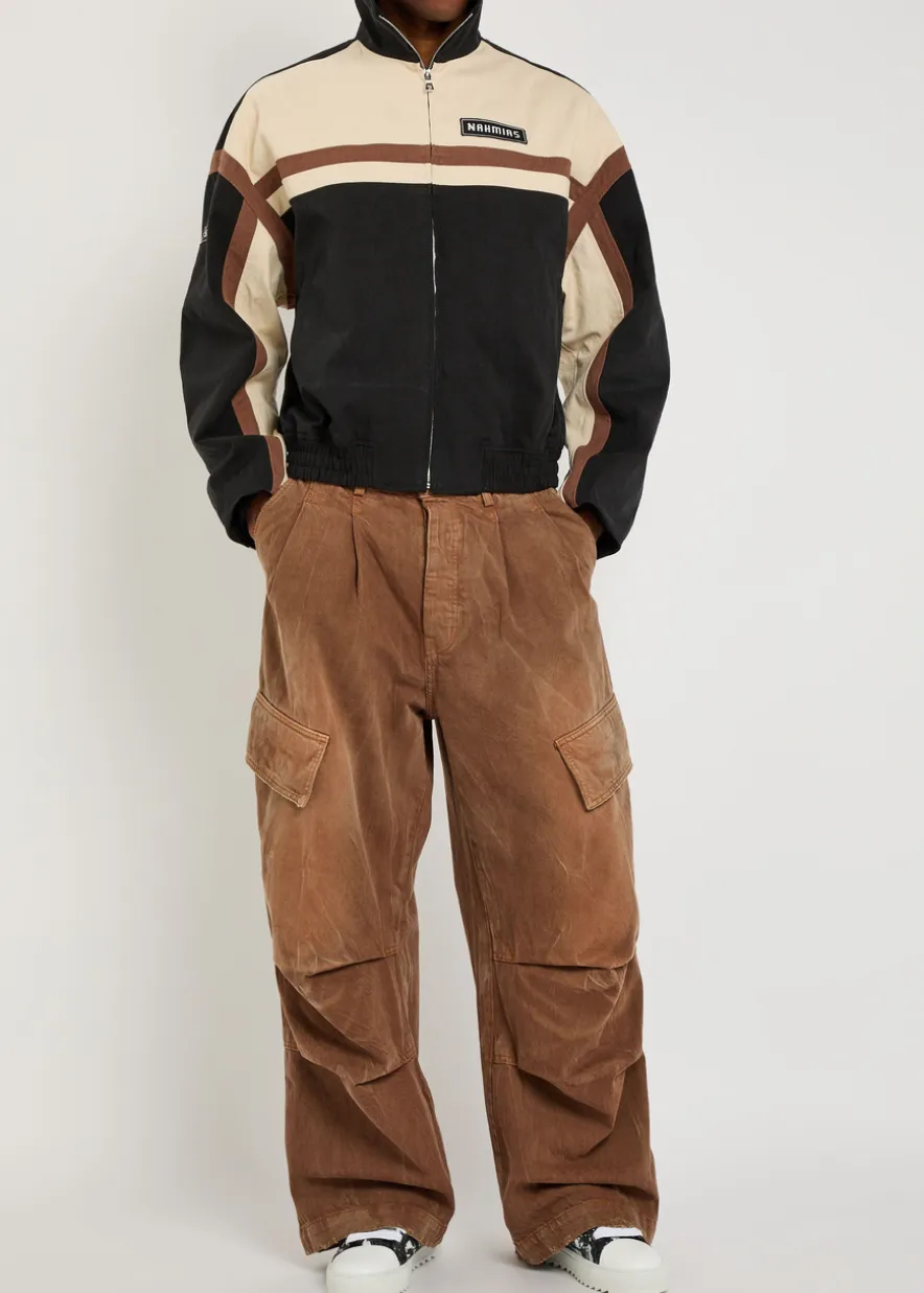 Faded denim cargo trousers