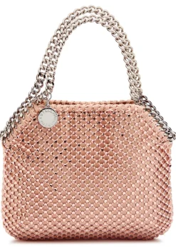 Falabella mini crystal-embellished satin top handle bag