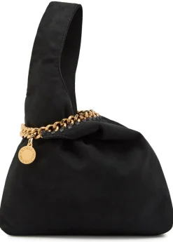 Falabella suede wristlet bag