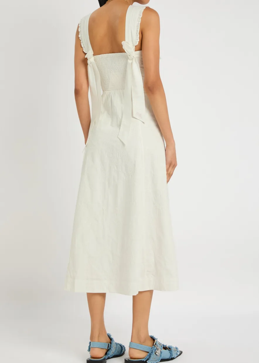 Fan Fan embroidered cotton midi dress