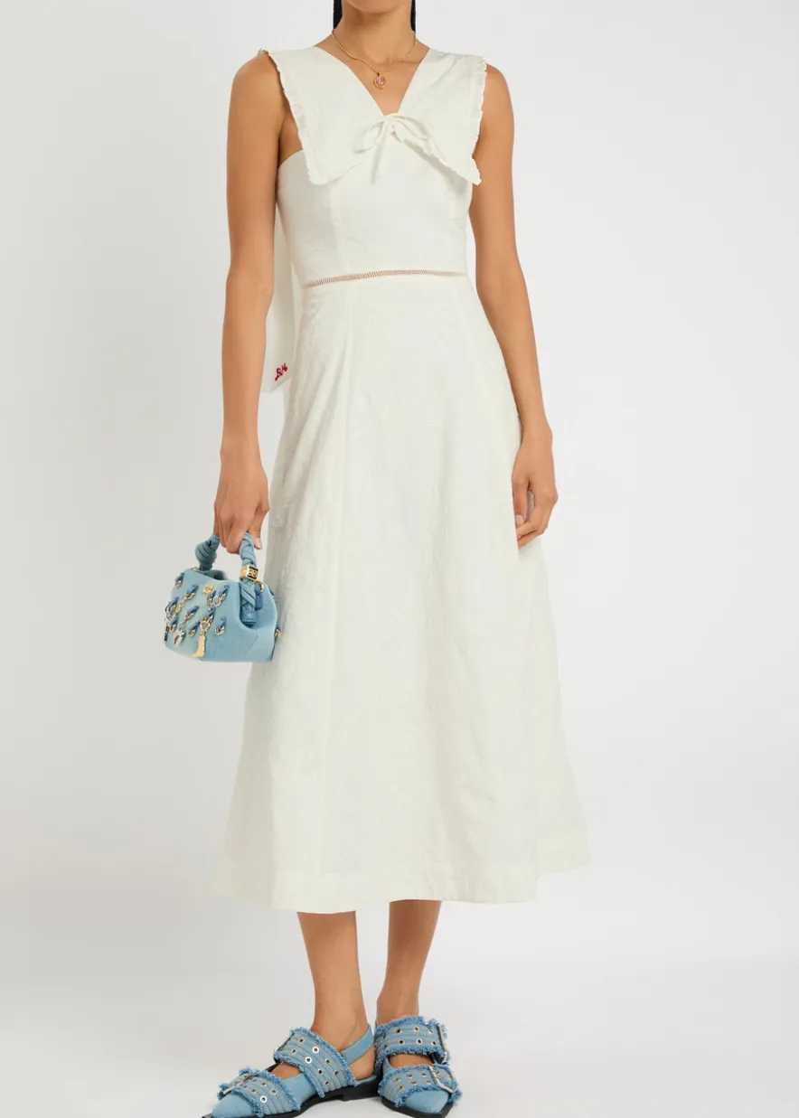 Fan Fan embroidered cotton midi dress