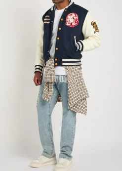 Fanfare Script panelled appliquéd bomber jacket