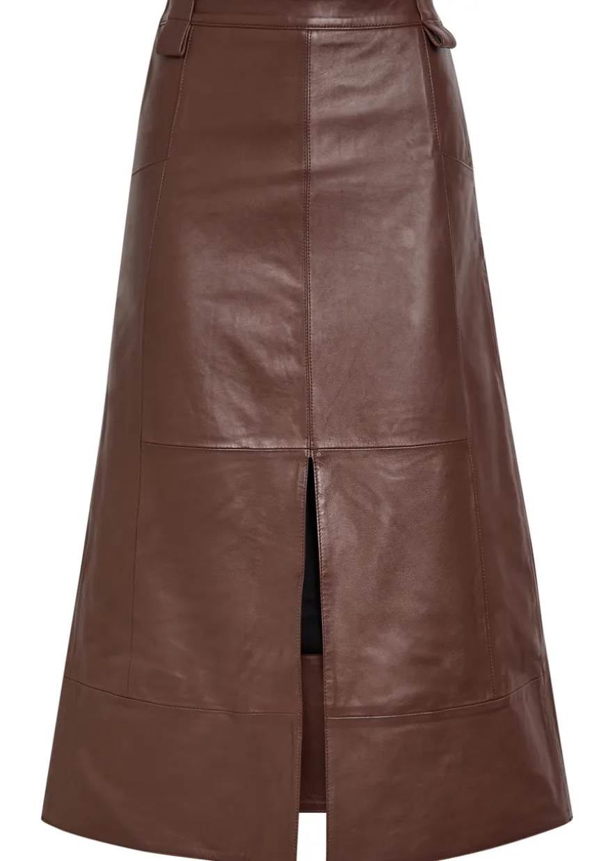 Farrah leather midi skirt
